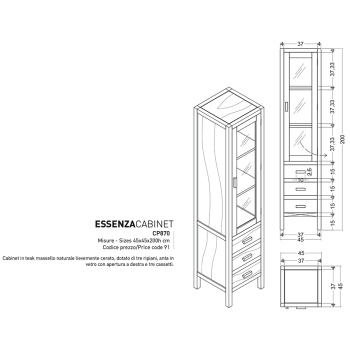 Cipì Essenza CP870 Schrank aus massivem Teakholz