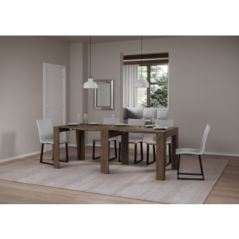 Anea Console - Ausziehbare Konsole 90x25/211 cm Anea Innenverlängerungen aus Esche weiß