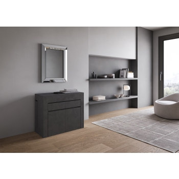 Evolve-Konsole mit unterer und oberer Bank - Ausziehbare Konsole 90x42/302 cm Evolve Innenerweiterungen aus Esche weiß mit unterer und oberer Bank