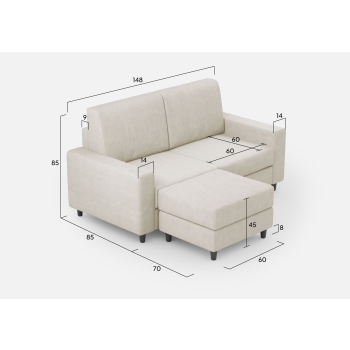 Sakar 2-Sitzer-Sofa mit Hocker von Ityhome