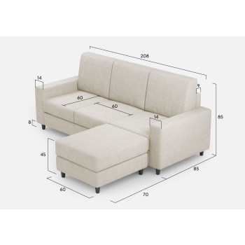 Sakar 3-Sitzer-Sofa mit Hocker von Ityhome