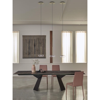 Spark Bontempi-Lampe mit Aufhängungen und Rosette aus Messing und Borosilikatglas