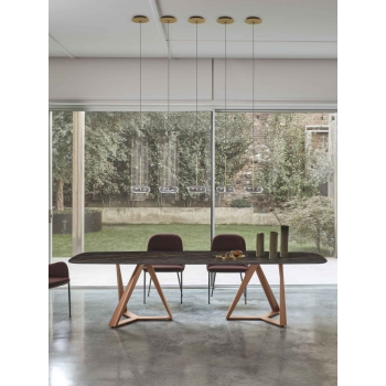 Spark Bontempi-Lampe mit Aufhängungen und Rosette aus Messing und Borosilikatglas