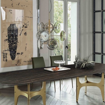 Spark Bontempi-Lampe mit Aufhängungen und Rosette aus Messing und Borosilikatglas