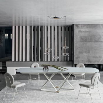 Spark Bontempi-Lampe mit Aufhängungen und Rosette aus Messing und Borosilikatglas