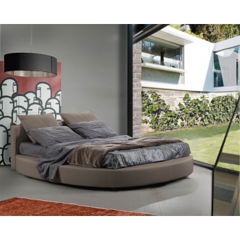 Doppelbett Minimalistischer Draht aus Lettissimi aus Stoff oder Kunstleder mit Bettrahmen