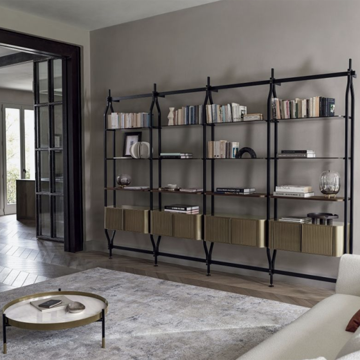 Charlotte Bontempi Wand- oder Deckenbücherregal mit Regalen und Behältern