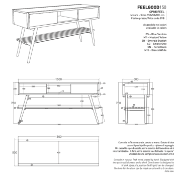 Badmöbel Konsole Feelgood 150 CP880FEEL Cipì