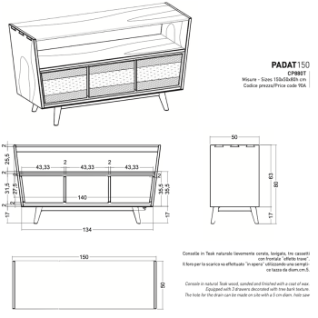 Badezimmerschrank Konsole Padat 150 CP880T Cipì