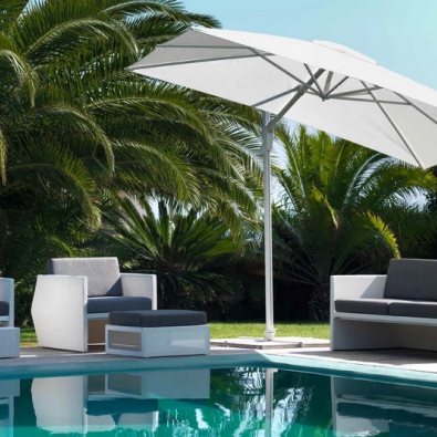 Sonnenschirm aus Vulcano-Stoff aus der Parasol-Linie von Talenti für den Garten