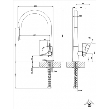 Gessi Proton 17151 Mischbatterie mit schwenkbarem Auslauf