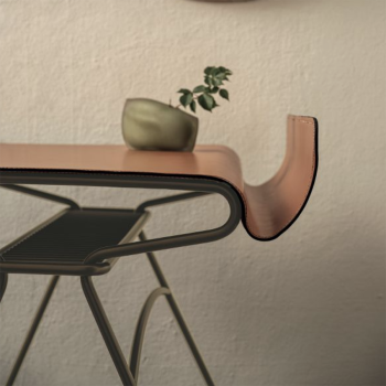 Taylor Schreibtisch von Bontempi mit komplett aus Stahl gefertigter und mit Leder bezogener Platte