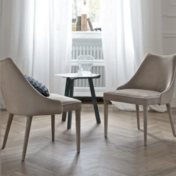 Stuhl und Sessel Clara, gepolstert und gepolstert mit Stahlgestell von Bontempi