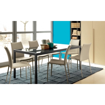 Gepolsterter Stuhl aus Öko-Leder oder Amy-Lederfaser von Ingenia Bontempi