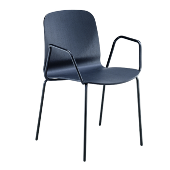 Stuhl Liù aus Metall, Holz, bezogen mit Stoff, Leder, Leder mit horizontalen Nähten oder Falten,