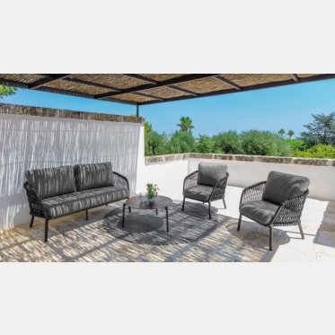 Abel-Set mit Sofa, zwei Sesseln und Couchtisch