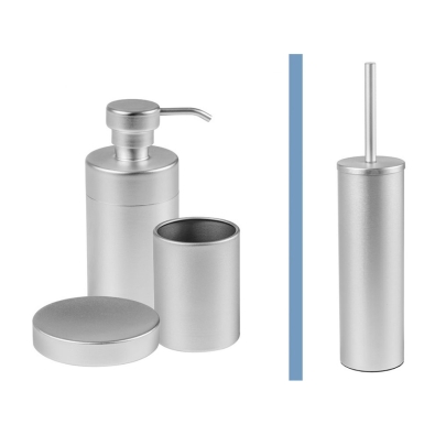 Silbermattes Badezimmerset CP90ALU aus mattsilbernem Metall