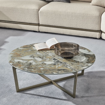 Cross Couchtisch von Bontempi aus Stahl und Glas oder SuperCeramica