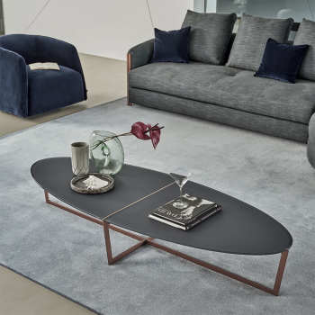 Cross Couchtisch von Bontempi aus Stahl und Glas oder SuperCeramica