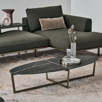 Cross Couchtisch von Bontempi aus Stahl und Glas oder SuperCeramica
