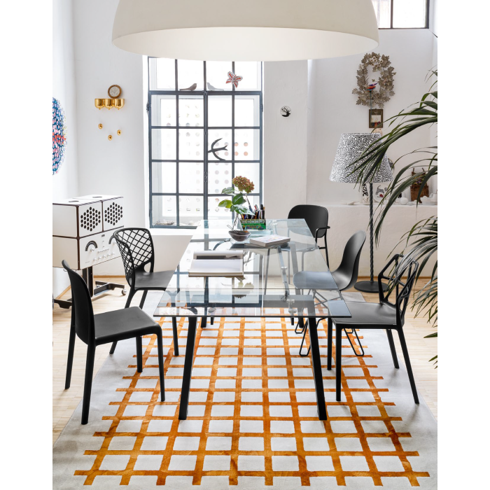 Zeffiro CB4798-R Tisch von Connubia mit Glasplatte und Metallbeinen