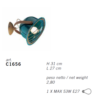 APPLIQUE 1 LUCE RETRO' INDUSTRIAL C1656