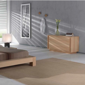 Comò 4 cassettoni in legno rovere