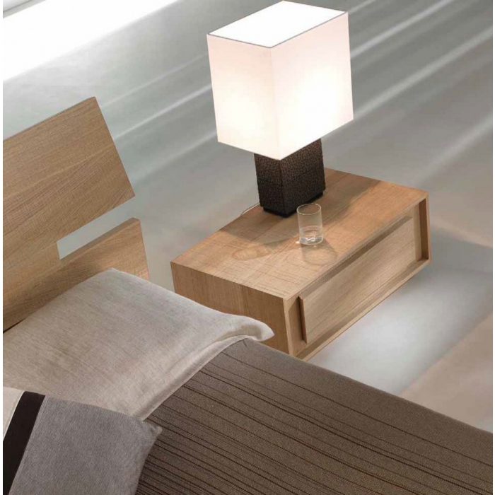 Comodino 1 cassetto in legno rovere