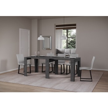 Consolle Anea - Consolle allungabile 90x25/211 cm Anea bianco frassino allunghe interne