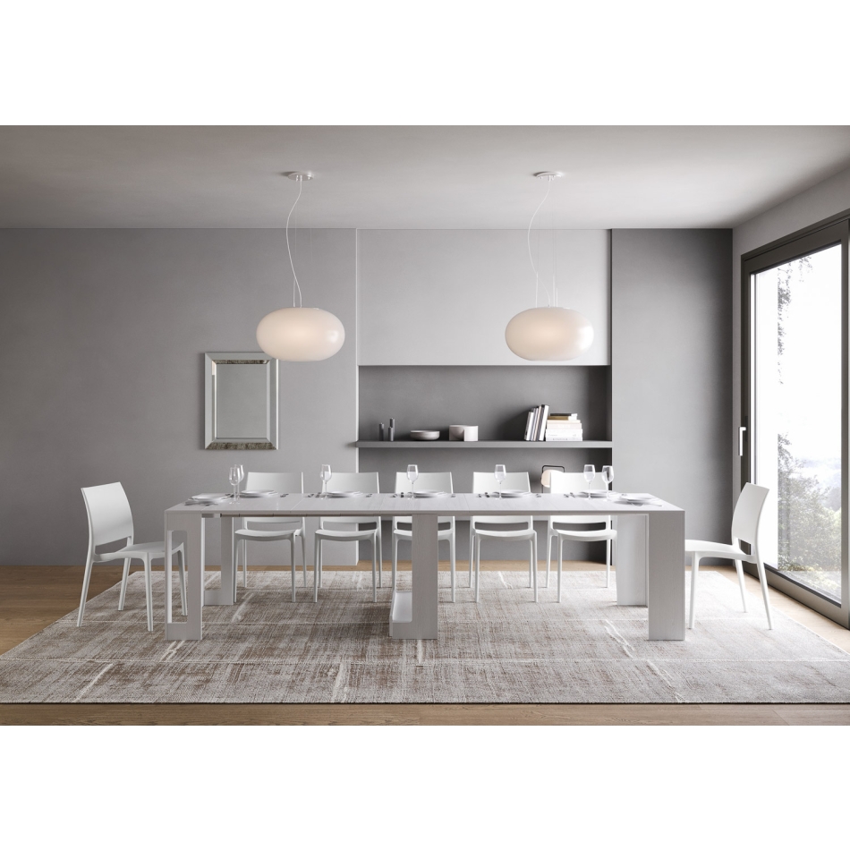 Consolle Evolve - Consolle allungabile 90x42/302 cm Evolve bianco frassino allunghe interne