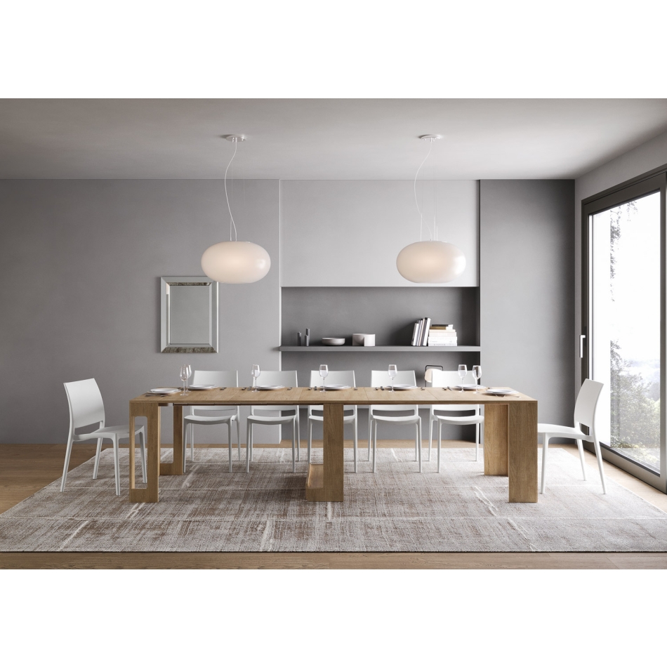 Consolle Evolve - Consolle allungabile 90x42/302 cm Evolve bianco frassino allunghe interne