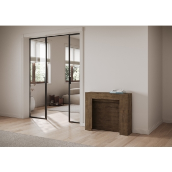 Consolle Kiba - Consolle allungabile 90x25/211 cm Kiba bianco frassino allunghe interne