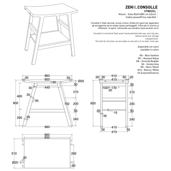 Consolle Zen XL CP880ZXL in legno teak recuperato e cerato di Cipì