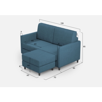 Divano Karay 2 posti con pouf di Ityhome