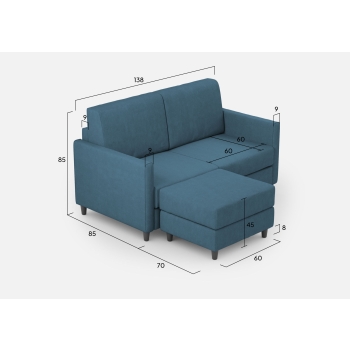 Divano Karay 2 posti con pouf di Ityhome