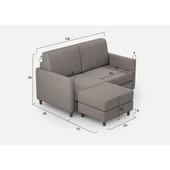 Divano Karay 2 posti con pouf di Ityhome