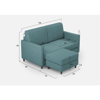 Divano Karay 2 posti con pouf di Ityhome