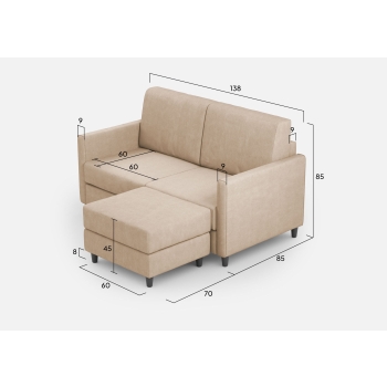 Divano Karay 2 posti con pouf di Ityhome