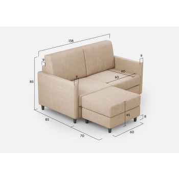 Divano Karay 2 posti con pouf di Ityhome
