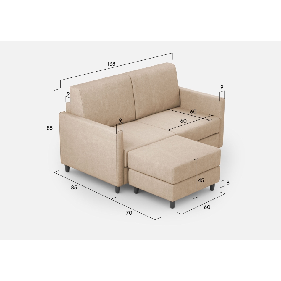 Divano Karay 2 posti con pouf di Ityhome