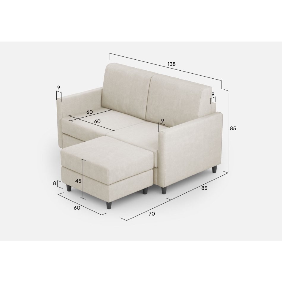 Divano Karay 2 posti con pouf di Ityhome