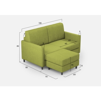 Divano Karay 2 posti con pouf di Ityhome
