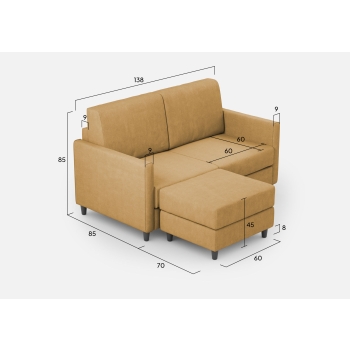 Divano Karay 2 posti con pouf di Ityhome