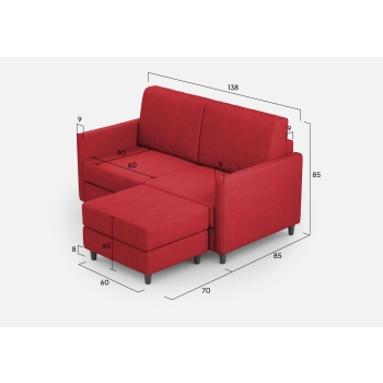 Divano Karay 2 posti con pouf di Ityhome