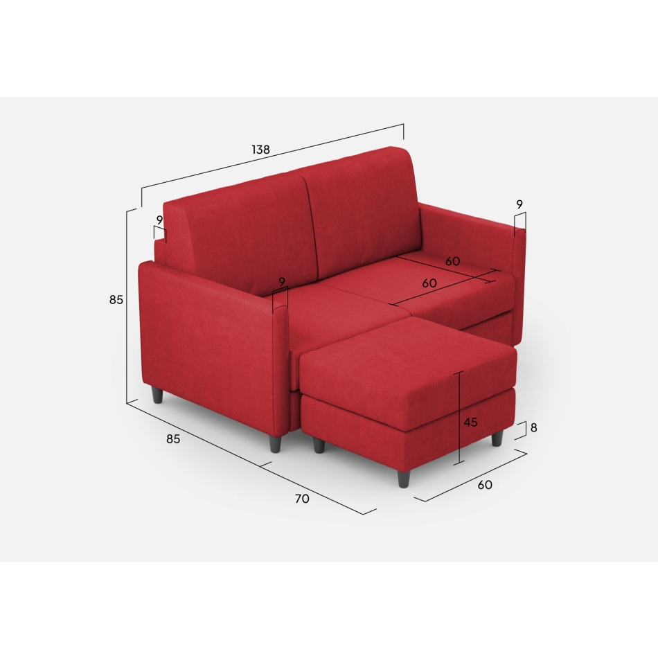 Divano Karay 2 posti con pouf di Ityhome