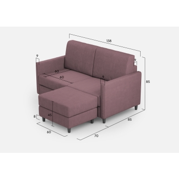 Divano Karay 2 posti con pouf di Ityhome