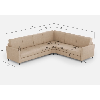 Divano Karay 3 posti con angolo con divano 2 posti