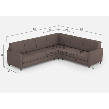Divano Karay 3 posti con angolo con divano 2 posti