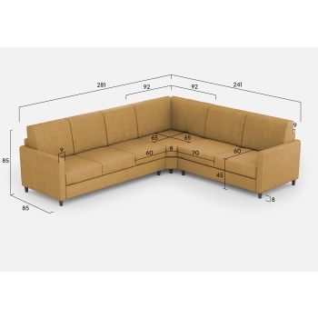 Divano Karay 3 posti con angolo con divano 2 posti