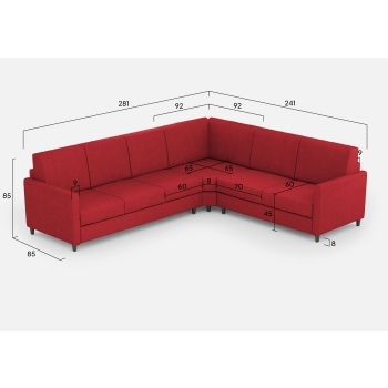 Divano Karay 3 posti con angolo con divano 2 posti